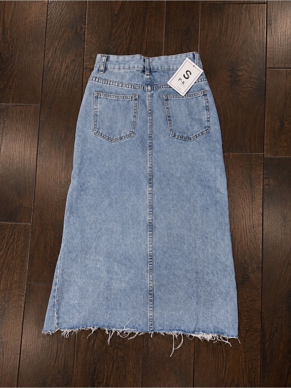 P·K About Us Light Wash Denim Maxi Skirt Size Small NWT